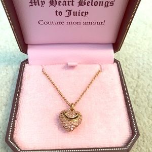 Juicy couture Pink Pave Heart Banner Pendant